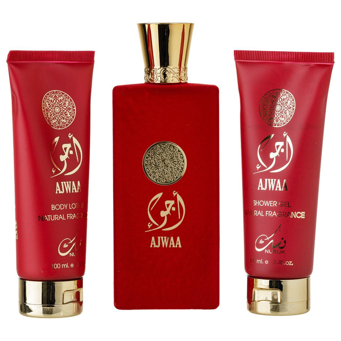 Ajwaa Nusuk Estuche Regalo 100ml + Gel ducha 100ml + Body Lotion 100ml - Arabic Parfums