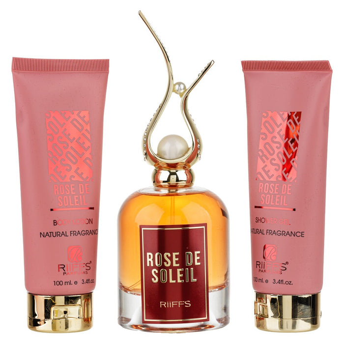 Rose de Soleil Riiffs 100ml + Gel Ducha 100ml + Body Lotion 100ml - Arabic Parfums