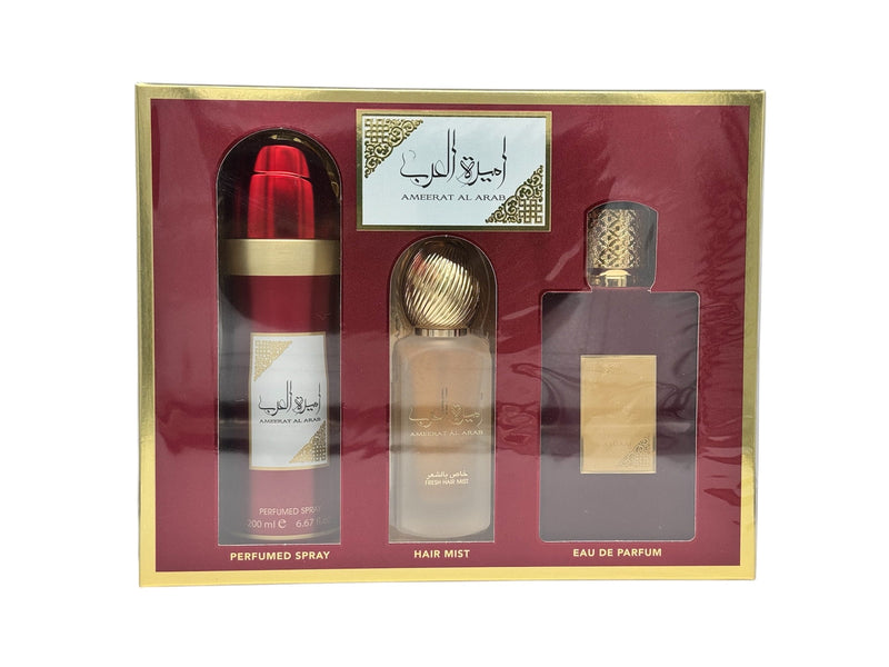 Estuche Ameerat al Arab Asdaaf 100ml + Hair mist 50ml + Spray perfumado 200ml - Arabic Parfums
