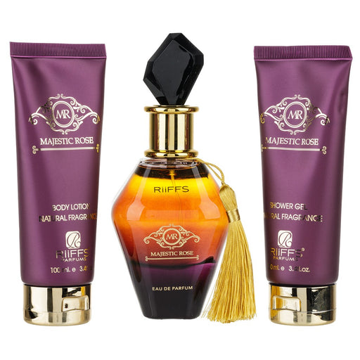 Majestic Rose Riiffs 100ml + Gel de ducha 100ml + Body Lotion 100ml - Arabic Parfums