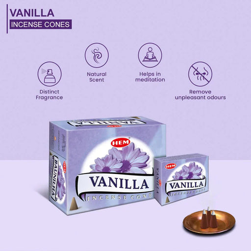 Vanilla Conos de Incienso HEM 25gr (10 conos)