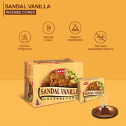 Sandal Vanilla Conos de Incienso HEM 25gr (10 conos)