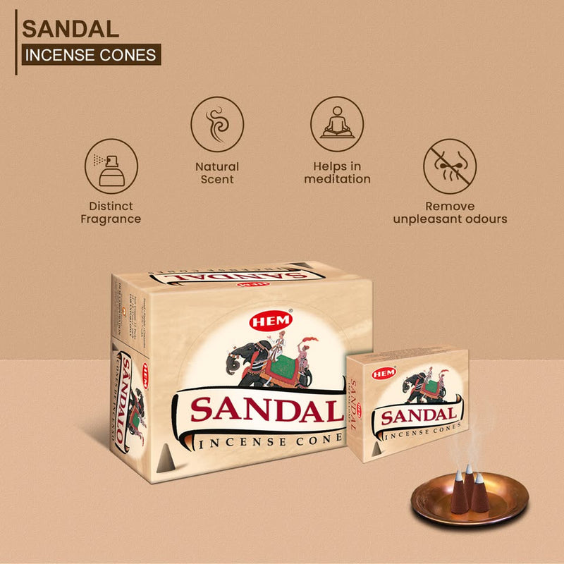 Sandal Conos de Incienso HEM 25gr (10 conos)