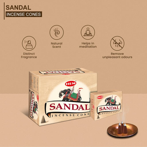 Sandal Conos de Incienso HEM 25gr (10 conos)