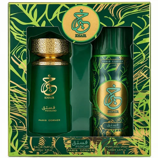 Set regalo Khair Pistachio PARIS CORNER Edp 100ml + spray 200ml