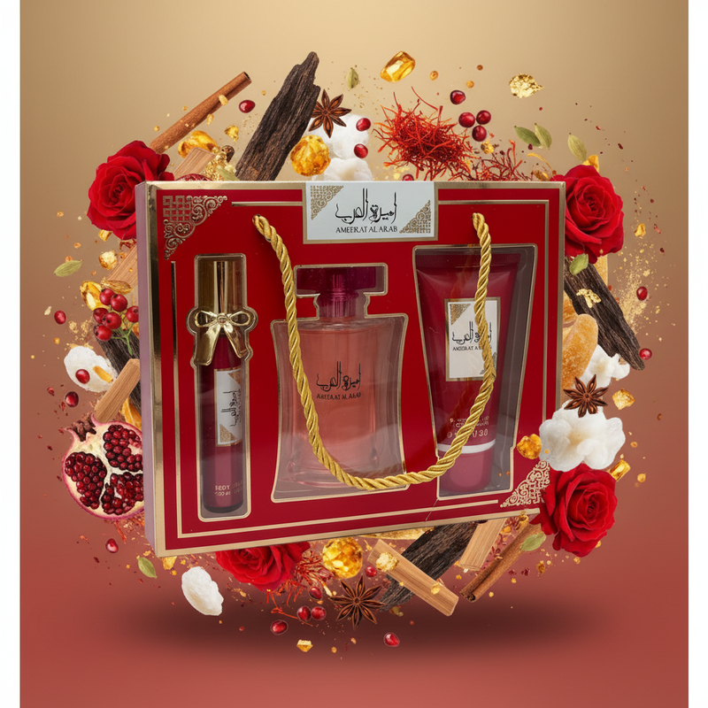 Ameerat Al Arab Gift Set roșu cu ingrediente naturale