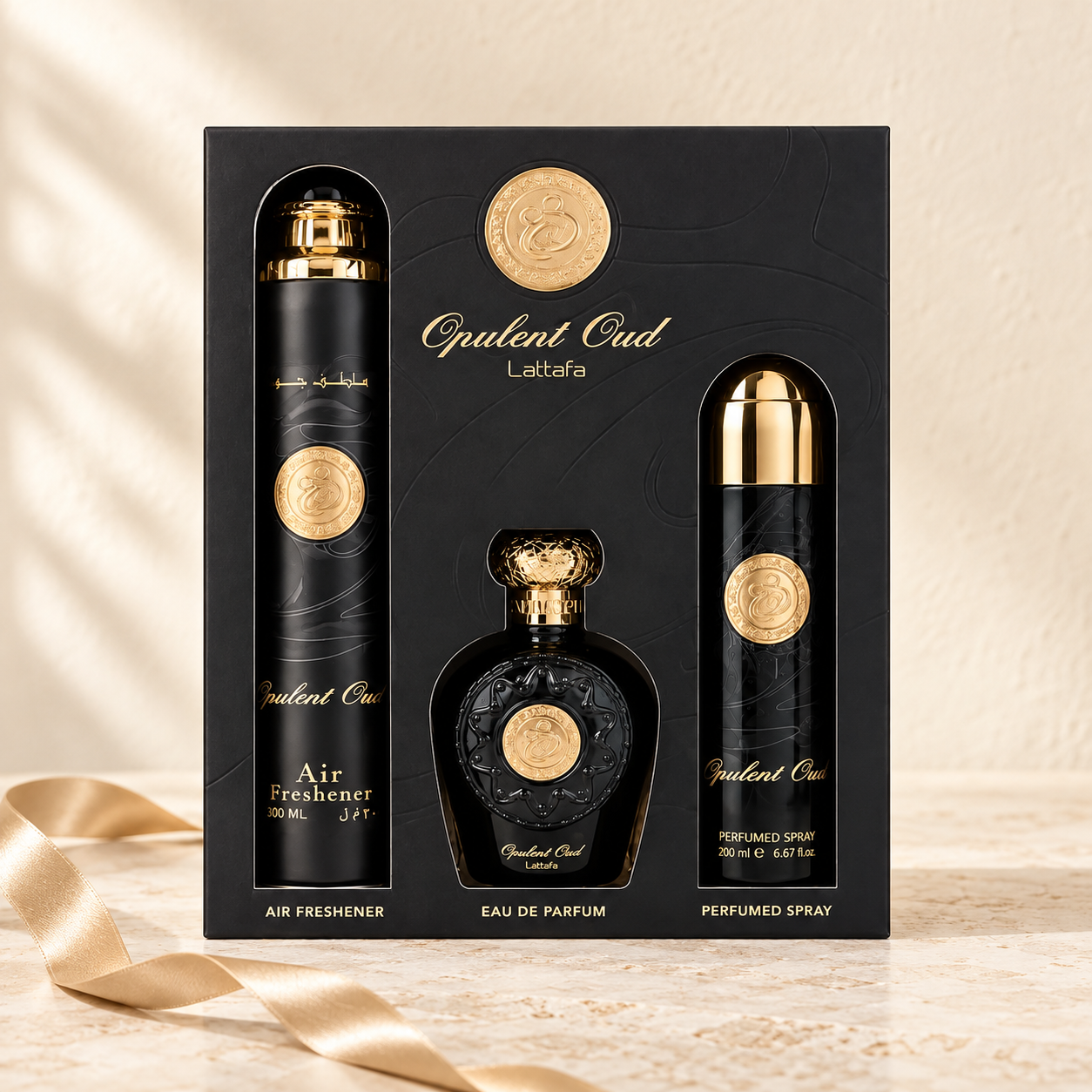 Estuche de regalo Opulent Oud de Lattafa, tres piezas
