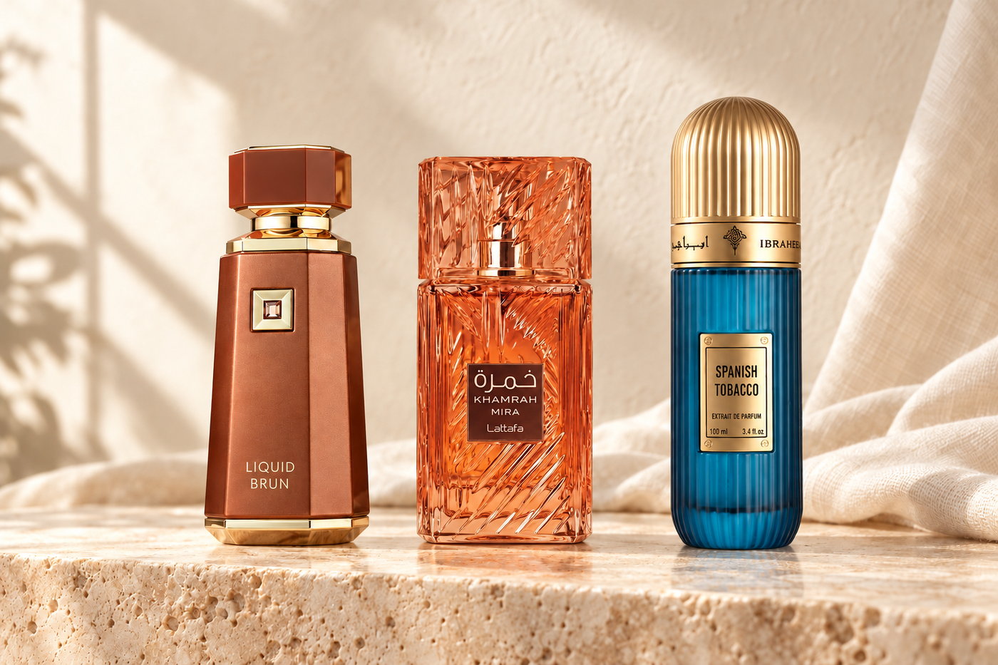 Liquid Brun, Khamrah Mira y Spanish Tobacco: selección de Arabic Parfums
