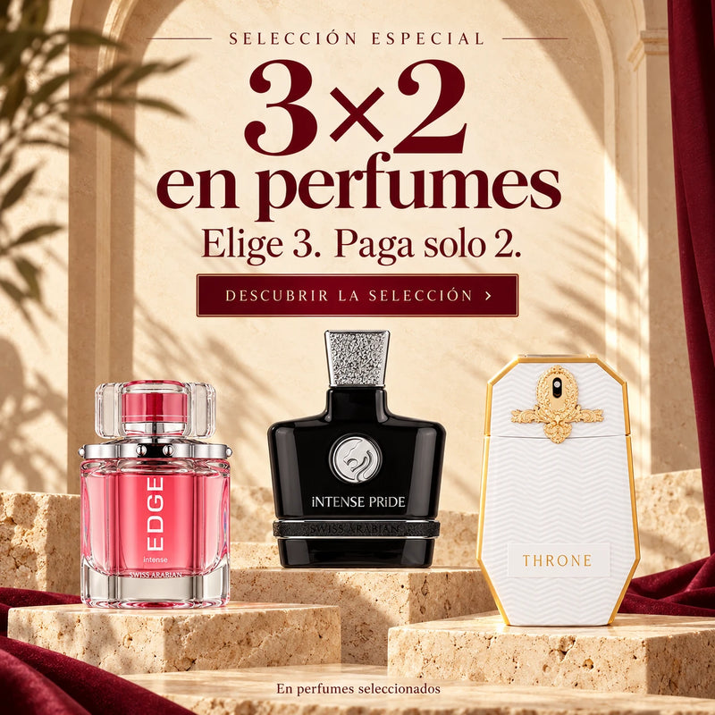 3×2 en perfumes: Edge Intense Women, Intense Pride y Throne. Elige 3. Paga solo 2.