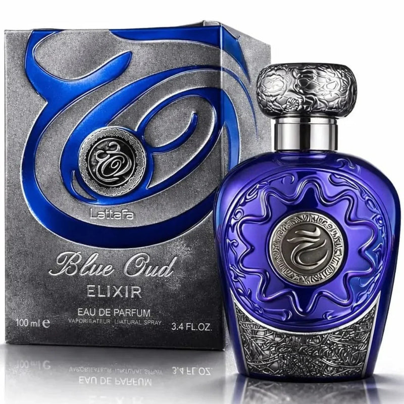 Blue Oud Elixir LATTAFA 100 ml – frasco original y caja