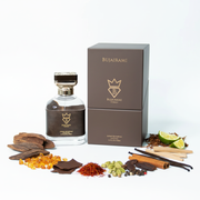 Bujairami Sydney cu fundal alb și ingrediente în jurul bazei