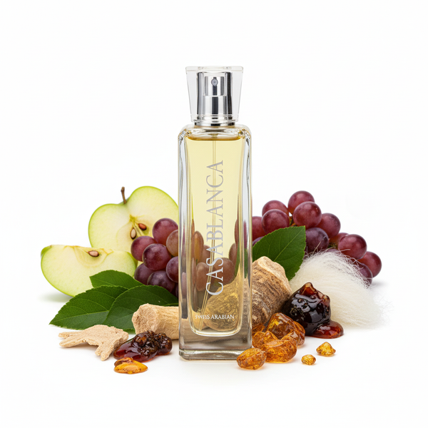 Casablanca clear perfume bottle with fruity woody fragrance notes
