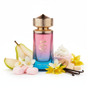 Confection gradient perfume bottle with gourmand floral notes