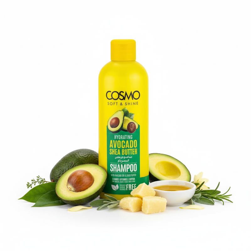 Cosmo Avocado Shea Butter Shampoo con ingredientes naturales