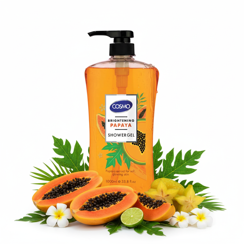Cosmo Brightening Papaya Shower Gel con ingredientes naturales