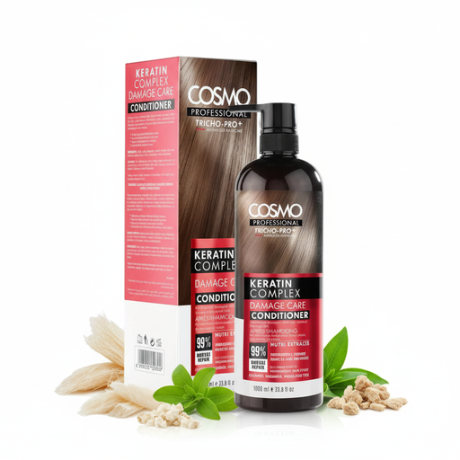 Cosmo Professional Keratin Complex Damage Care Conditioner cu cutie și ingrediente