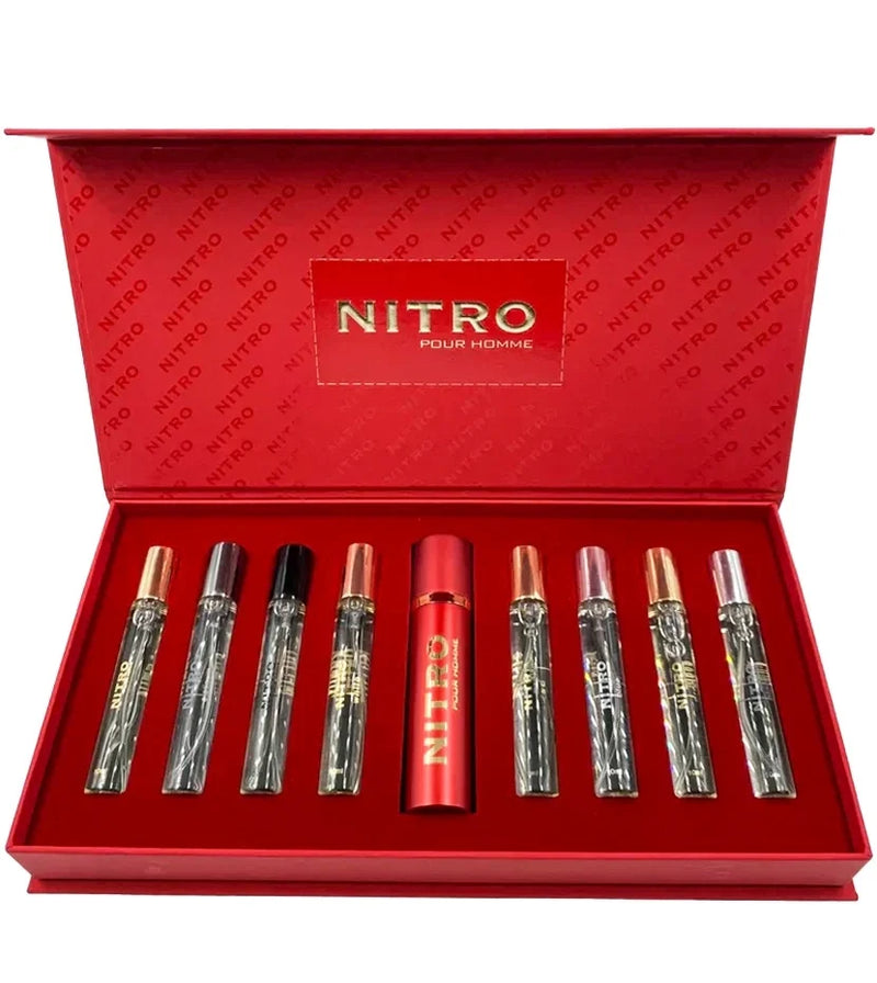 Nitro Collection Set DUMONT, ocho perfumes de 10 ml en estuche rojo