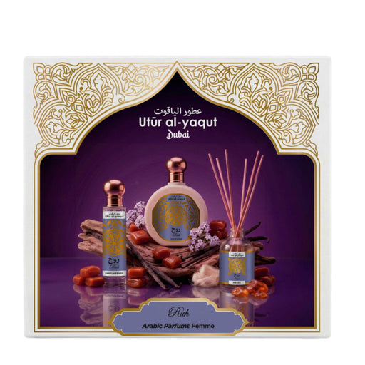 Estuche Ruh Utur Al-Yaqut SAPHIR: perfume 100 ml, perfume 30 ml y mikado