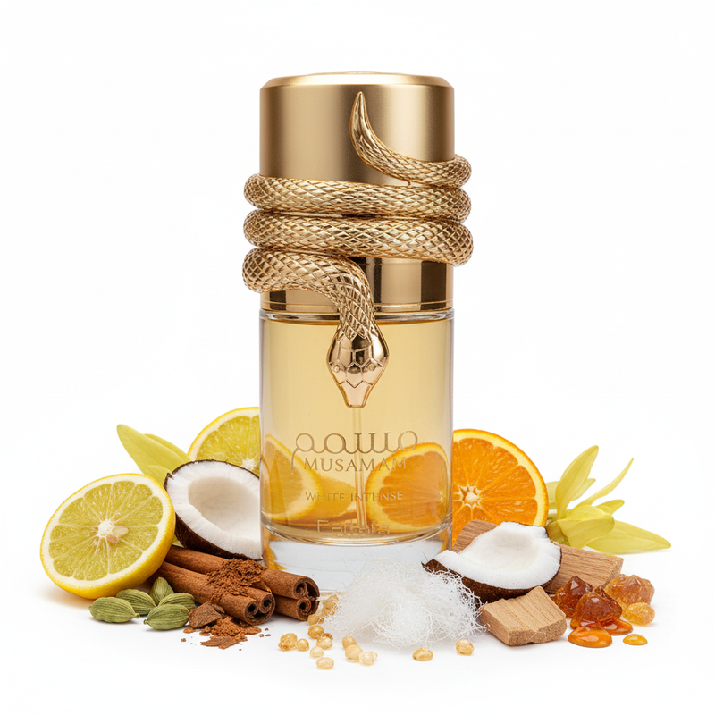 Gold snake perfume bottle with oriental fragrance notes