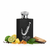 Frasco Ishq Al Shuyukh Silver de Lattafa Pride EDP, botella rectangular negra brillante con escultura 3D de khanjar árabe en cromo plateado en el frente, texto cromo عشق الشيوخ ISHQ AL SHUYUKH SILVER Lattafa PRIDE, tapa cilíndrica ancha cromo acanalada, sobre fondo blanco, rodeado de bergamota, limón, pimienta negra, piña, liquidámbar, pachulí, vainilla y cedro.