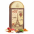 Frasco Love in Paris de Lattafa Pride EDP, botella rectangular alta con chapa de madera nogal cálida e ilustración romántica de París con Torre Eiffel, globo aerostático y corazones en grabado dorado-sepia, texto Love in cursiva blanca y Paris en rojo, arco cúpula dorado en la parte superior con monograma árabe Lattafa, rodeado de manzana, caramelo, jarabe de arce, pomarose, benjuí, tonka, pachulí, cachemira y ámbar.