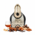 Frasco Aqriz Intense de Arabiyat Prestige EDP, botella arco negro brillante con panel arabesco islámico geométrico en plata, texto dorado AQRIZ INTENSE, sol dorado en la base, tapa abanico/cola de pavo real acanalada dorada espectacular, rodeado de cognac, canela, tonka, roble, vainilla, praliné, sándalo y almendra confitada.