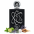 Frasco Tharwah Silver de Lattafa Pride EDP, botella rectangular negra brillante con escultura 3D de átomo orbital en cromo plateado en el frente, texto cromo ثروة THARWAH SILVER Lattafa PRIDE, tapa esfera negra brillante con banda ecuatorial cromo acanalada y medallón Lattafa, sobre fondo blanco, rodeado de menta, bergamota, salvia, lavanda, cedro, almizcle y vetiver.