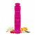 Spray ambientador Lattafa Decadent Delights Raspberry Macaron 300ml, lata aerosol cilíndrica alta rosa fucsia brillante con curvas reloj de arena, texto árabe blanco ملطف جو, bandas ornamentales blancas, texto blanco DECADENT DELIGHTS RASPBERRY MACARON Lattafa Air Freshener 300 ML, tapa disco redondo rosa fucsia, rodeado de fresia, frambuesa, jazmín, naranja y vainilla.