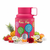 Frasco Odyssey Pink Pop de Armaf EDP, botella cilíndrica ancha rosa fucsia mate con piruletas multicolor en toda la superficie, banda dorada ODYSSEY y texto cursivo dorado Pink Pop, tapa cuadrada rosa con asa rectangular, rodeado de fresa, piña, frambuesa, mandarina, durazno, manzana, azahar, magnolia, jazmín, coco, rosa, sándalo, vainilla, ámbar y almizcle.