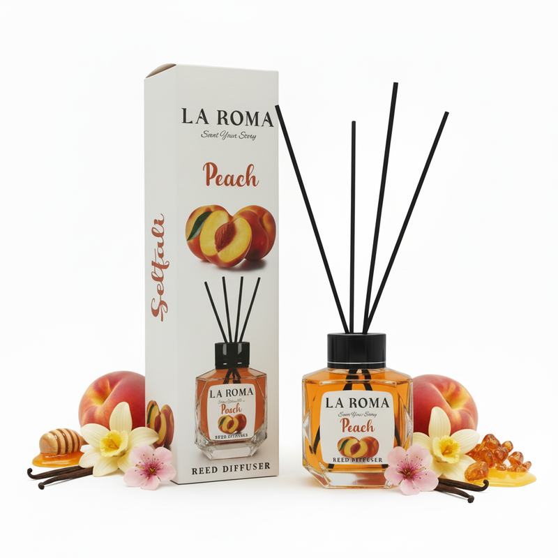 La Roma Peach difuzor cu cutie și ingrediente fără watermark