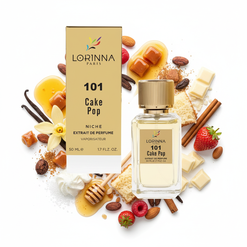 Lorinna Paris 101 Cake Pop cu fundal alb și ingrediente în jurul bazei