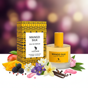 Mango Silk VOLARE - Correct Box and Bottle with Colorful Background