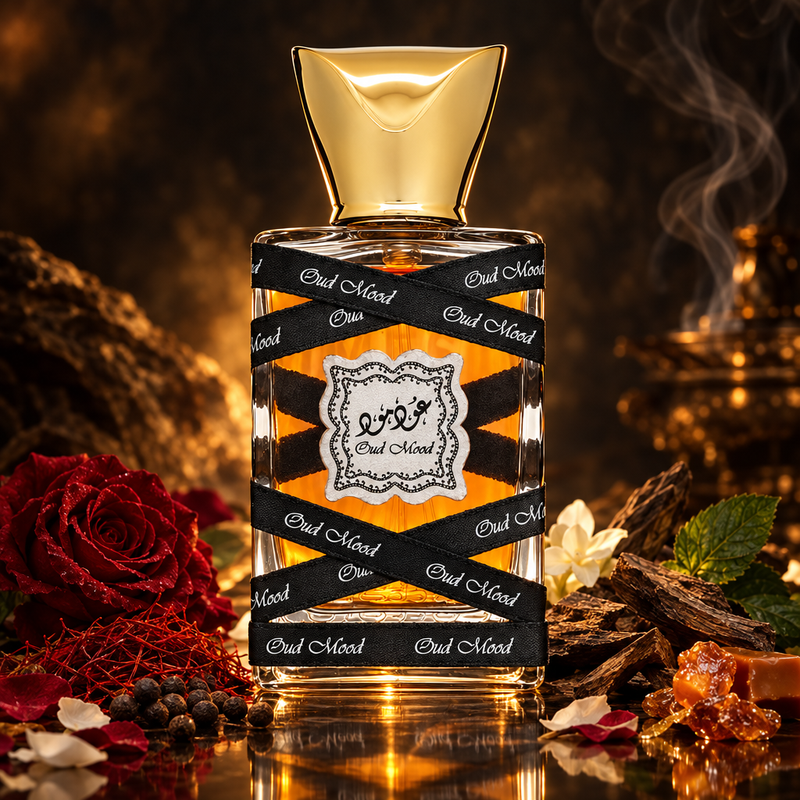Oud Mood en una composición oscura y editorial