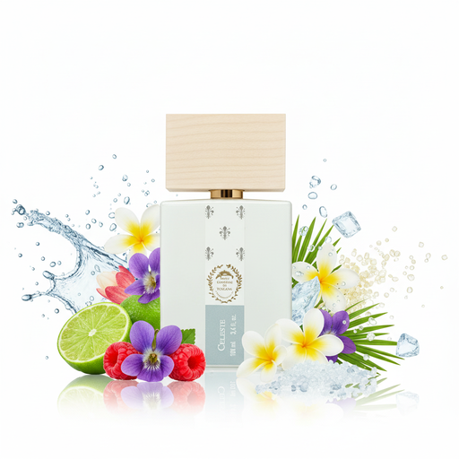 Perfume Celeste sin sombras fondo blanco