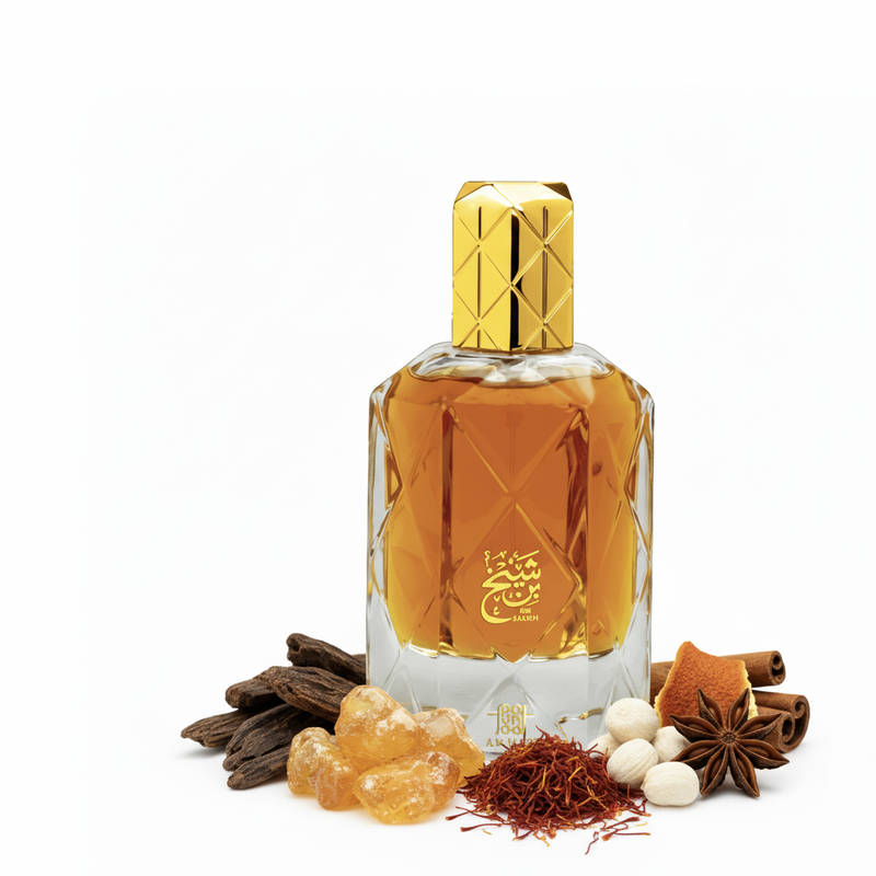 Perfume con ingredientes naturales fondo blanco