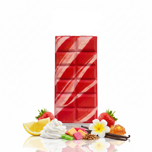 Perfume con notas de aceite de limón, fresa, azúcar batido, sugarberry slice, frangipani, vainilla en grano, almizcle y ámbar