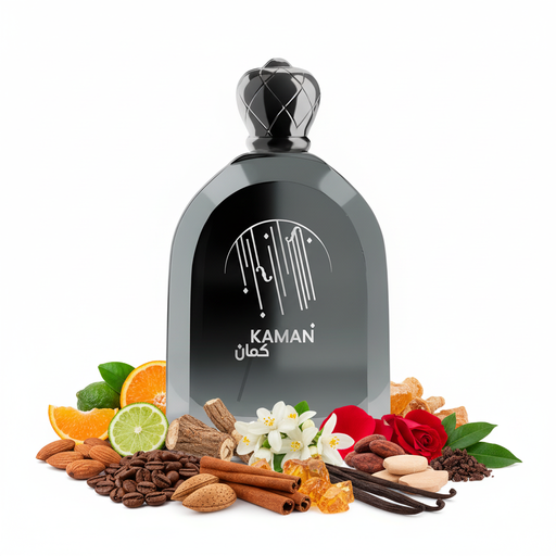 Perfume con notas de almendra, café, bergamota, mandarina, limón, raíz de lirio, flor de azahar, jazmín, canela, nardos, rosa, cacao, vainilla, ámbar, madera de cachemira, almizcle, sándalo, pachulí y cedro