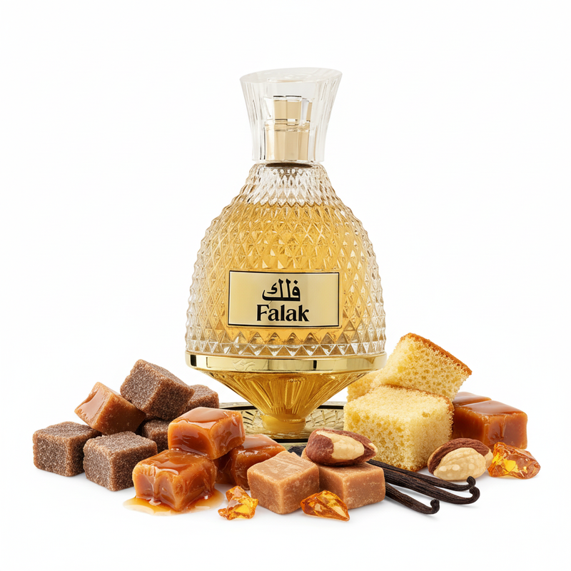 Perfume con notas de azúcar moreno, caramelo, bizcocho, vaina de vainilla, toffee, ámbar, almizcle blanco y praliné