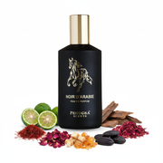 Perfume con notas de azafrán, bergamota, madera de agar, rosa búlgara, caña de azúcar, haba tonka, ámbar y almizcle blanco