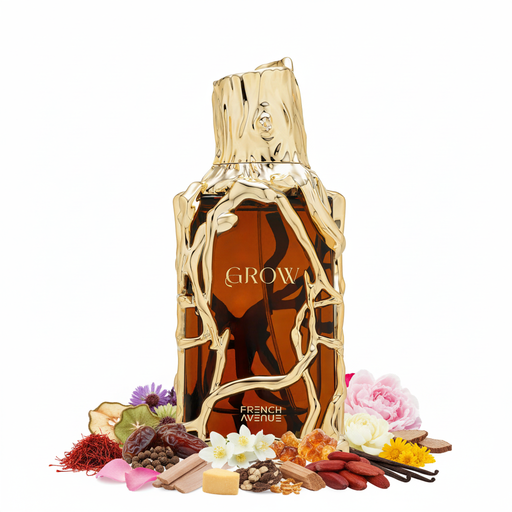 Perfume con notas de azafrán, davana, timur, pera, dátiles, rosa, sándalo, jazmín, peonía, geranio, lirio de los valles, natilla, cipriol, ládano, maderas secas, siempreviva, vainilla, haba tonka, almizcle y cedro del Atlas