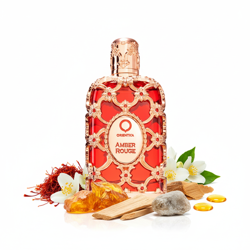 Perfume con notas de azafrán, jazmín, amberwood, ámbar gris, cedro y resina de abeto