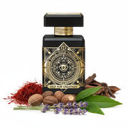 Perfume con notas de azafrán, nuez moscada, lavanda, madera de oud, pachulí y almizcle