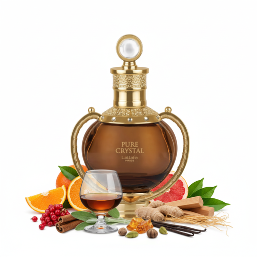 Perfume con notas de bayas rojas, canela, naranja amarga, toronja, bergamota, coñac, jengibre, esclarea, ámbar, sándalo, vainilla, almizcle, pachulí, cardamomo y vetiver