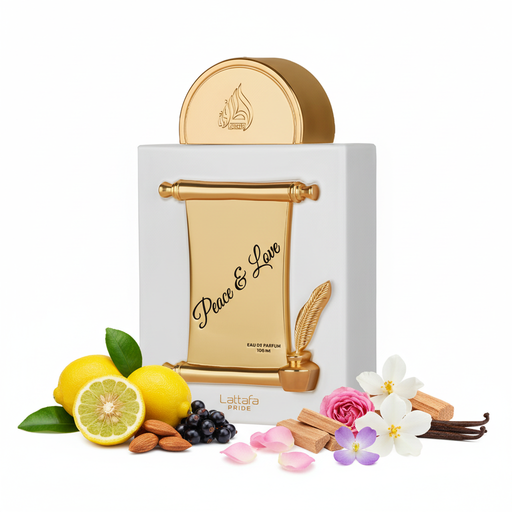 Perfume con notas de bergamota, almendra, grosella negra, rosa, tuberosa, sándalo, heliotropo y vainilla