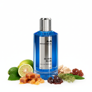 Perfume con notas de bergamota, caramelo, ámbar, ládano, maderas preciosas, pachulí, ámbar y musgo de roble