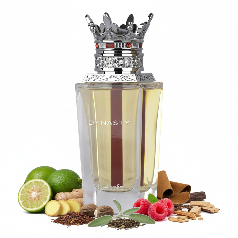 Perfume con notas de bergamota, jengibre, frambuesa, esclarea, nuez moscada, té rooibos, gamuza, madera de cachemira, Amberwood y cedro