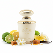 Perfume con notas de bergamota, limón, jazmín, caramelo, almizcle y vainilla