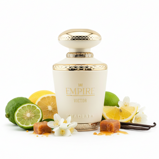 Perfume con notas de bergamota, limón, jazmín, caramelo, almizcle y vainilla