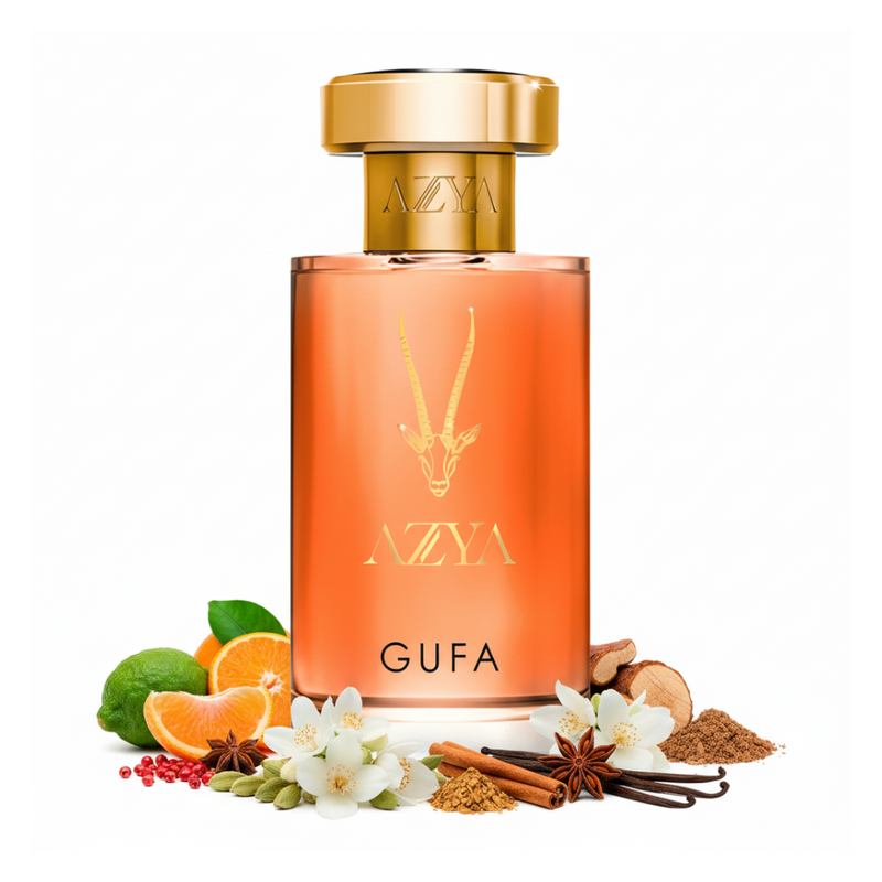 Perfume con notas de bergamota, mandarina, pimienta rosa, rosa damascena, jazmín árabe, especias sensuales, vainilla y cedro