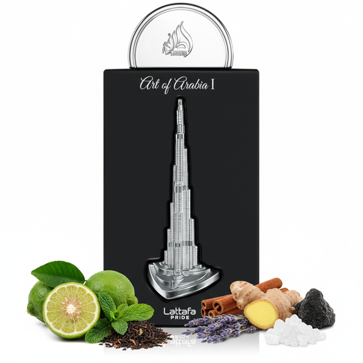 Perfume con notas de bergamota, menta, té negro, jengibre, lavanda, ambroxan, canela e incienso